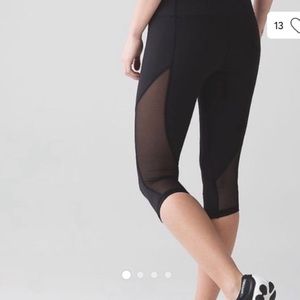 Lululemon Wunder Under High Rise Crop Mesh Legging Black Sz 6